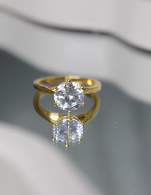 טבעת זירקון מרכזי גדול | כסף 925