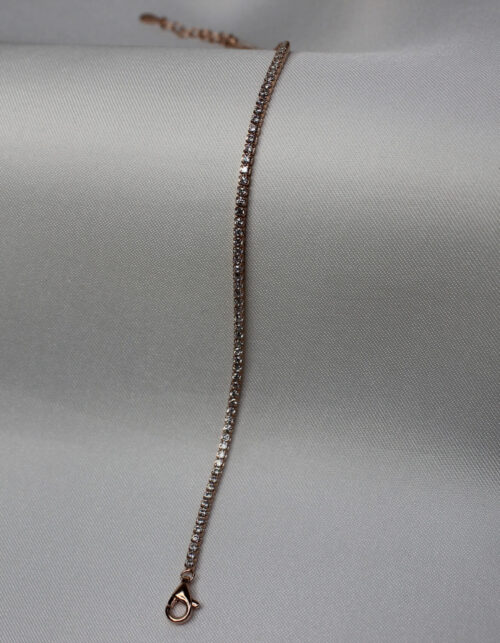 צמיד טניס עדין רוז גולד | כסף 925