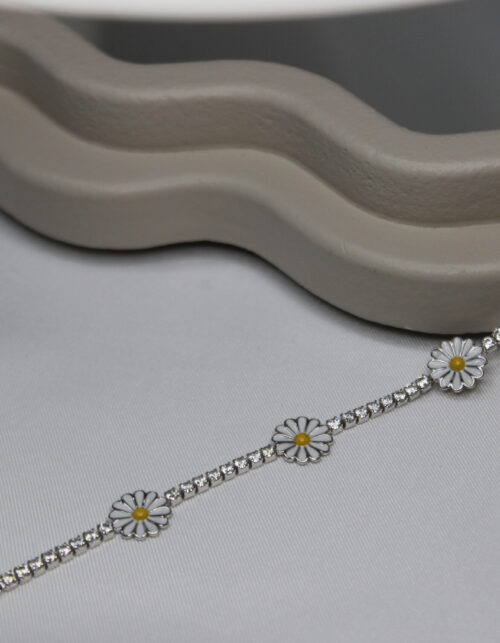 צמיד טניס פרחי חמנייה | כסף 925