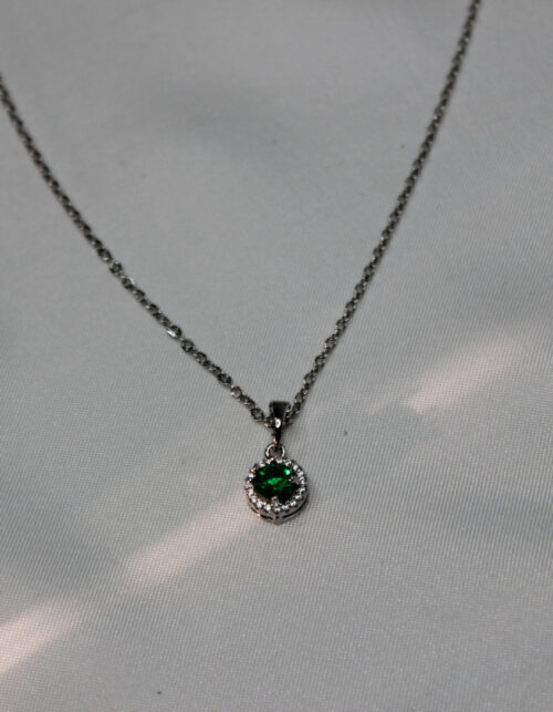 שרשרת זירקון מרכזי ירוק | סטיינלס סטיל