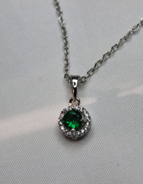 שרשרת זירקון מרכזי ירוק | סטיינלס סטיל