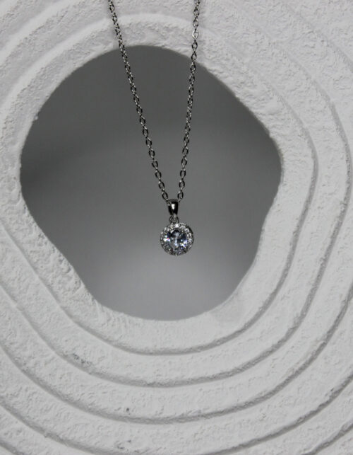 שרשרת זירקון מרכזי שקוף | סטיינלס סטיל