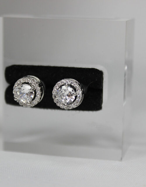 עגילים זירקון מרכזי גדול | סטיינלס סטיל