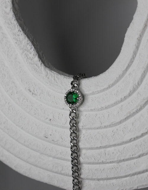 צמיד גורמט כסוף זירקון ירוק | סטיינלס סטיל