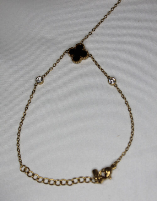 צמיד גאדי תלתן שחור| סטיינלס סטיל