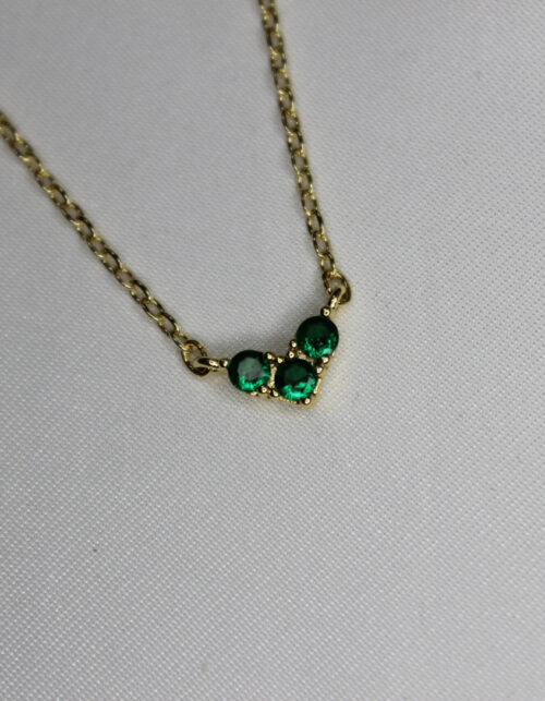 שרשרת 3 זירקונים ירוקים | ציפוי זהב