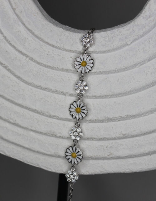 צמיד פרחי חמנייה משובץ | כסף 925