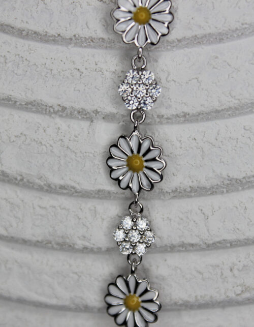 צמיד פרחי חמנייה משובץ | כסף 925