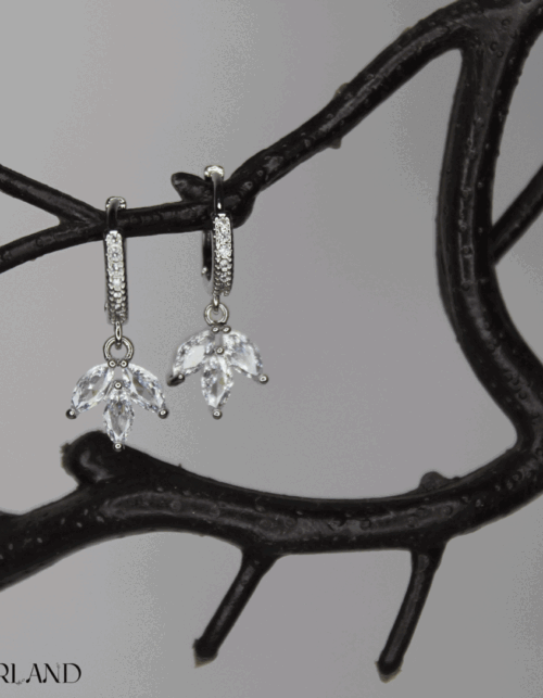 עגילי פרח לוטוס | ציפוי כסף