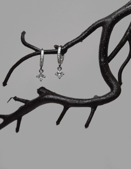 עגילי זירקון | ציפוי כסף