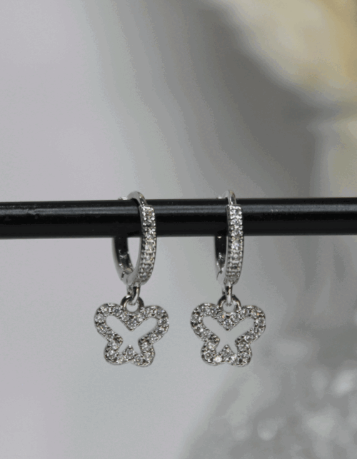 עגילי פרפר | ציפוי כסף