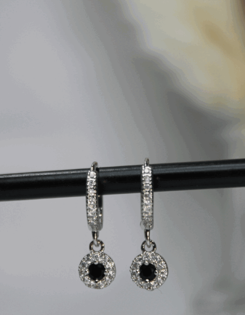 עגילי נגיעה שחורה | ציפוי כסף