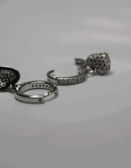 עגילי לב | ציפוי כסף