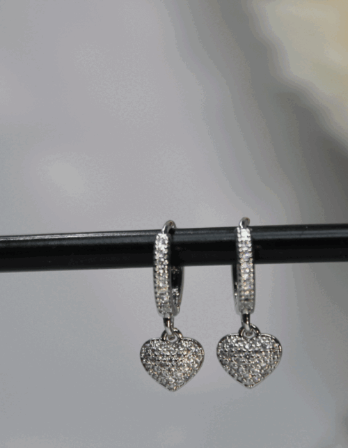 עגילי לב | ציפוי כסף