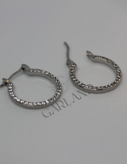 עגילי חישוק משובצים | ציפוי כסף