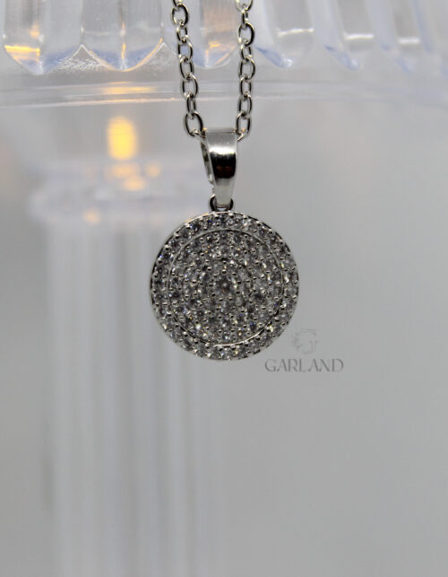 שרשרת עיגול משובץ | סטיינלס סטיל